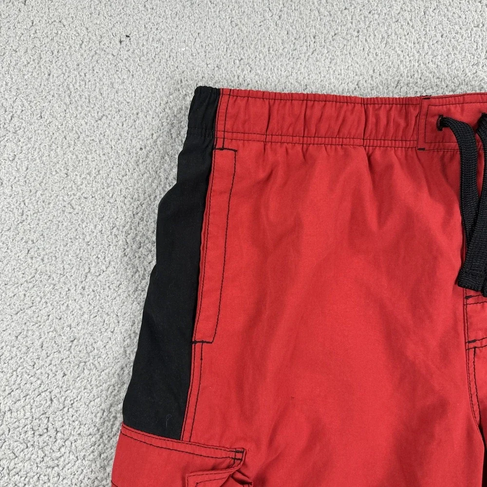 VTG Nike‎ Swim Trunks Board Shorts Men 2XL Red Black Embroidered Y2K 268944-648